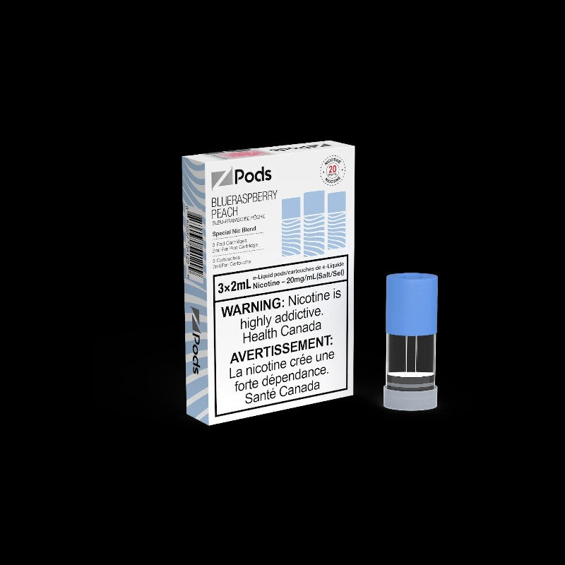 Z Pods Blueberry flavour, balanced 20mg nicotine blend, smooth and powerful throat hit, ideal for Ontario and Quebec vapers.