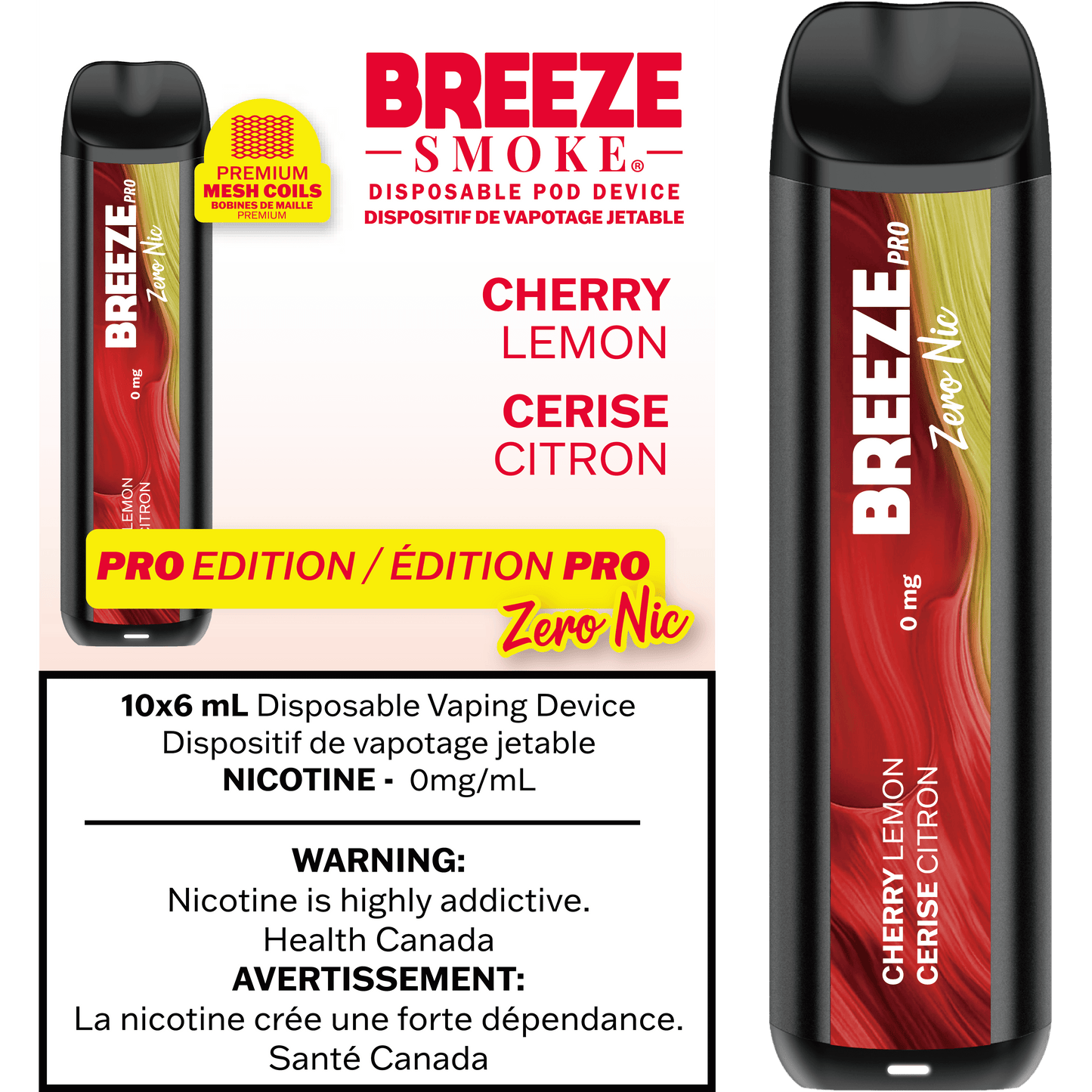 Breeze PRO 0MG Mint - nicotine-free disposable vape with smooth flavour, available in Hawkesbury, Ottawa, and across Ontario.