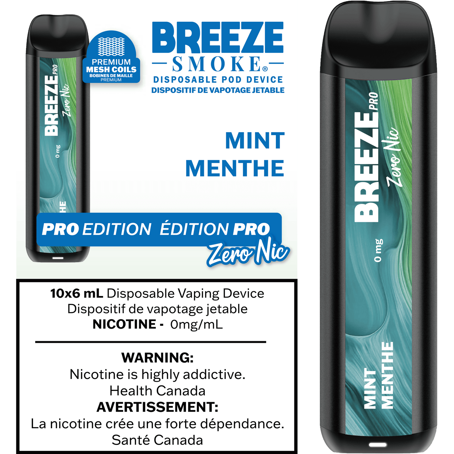 Breeze PRO 0MG Raspberry Lemon - nicotine-free disposable vape with smooth flavour, available in Hawkesbury, Ottawa, and across Ontario.