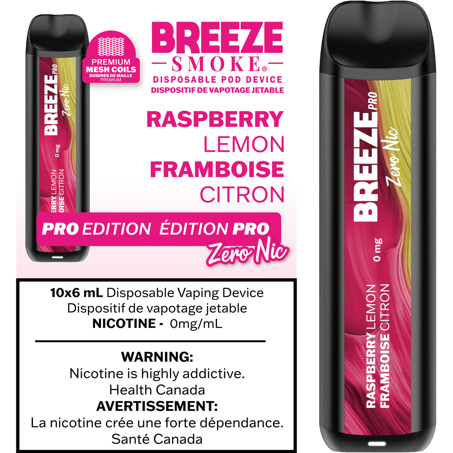 Breeze PRO 0MG Tropical Summer - nicotine-free disposable vape with smooth flavour, available in Hawkesbury, Ottawa, and across Ontario.