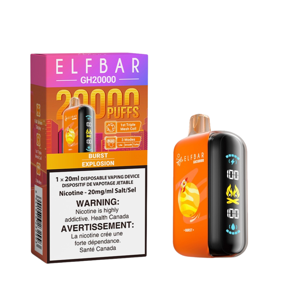 Elf Bar GH20K Disposable Vape, Peach Mango Watermelon flavour, up to 20,000 puffs, triple mesh coil, adjustable modes for an exceptional disposable vape experience.