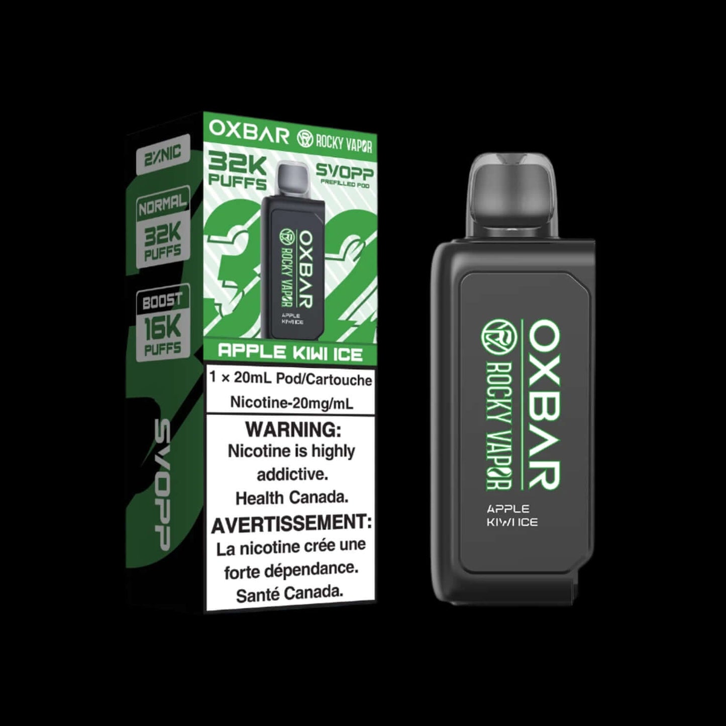 Svopp rocky vapor OXBAR 32K X Mint - flavor-rich disposable vape for everyday satisfaction, available in Hawkesbury, Ottawa, and across Ontario.