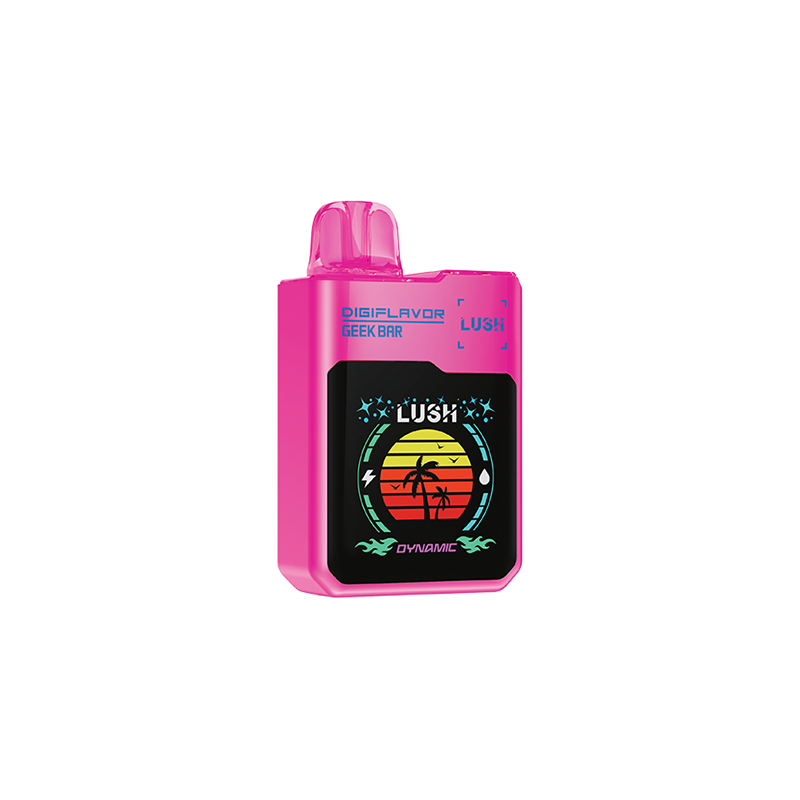 Geek Bar Digiflavor Lush, Cherry Blast Ice flavour, advanced dual mesh coil technology, adjustable airflow, USB-C fast charging, premium disposable vape device, designed for Ontario and Quebec vapers.