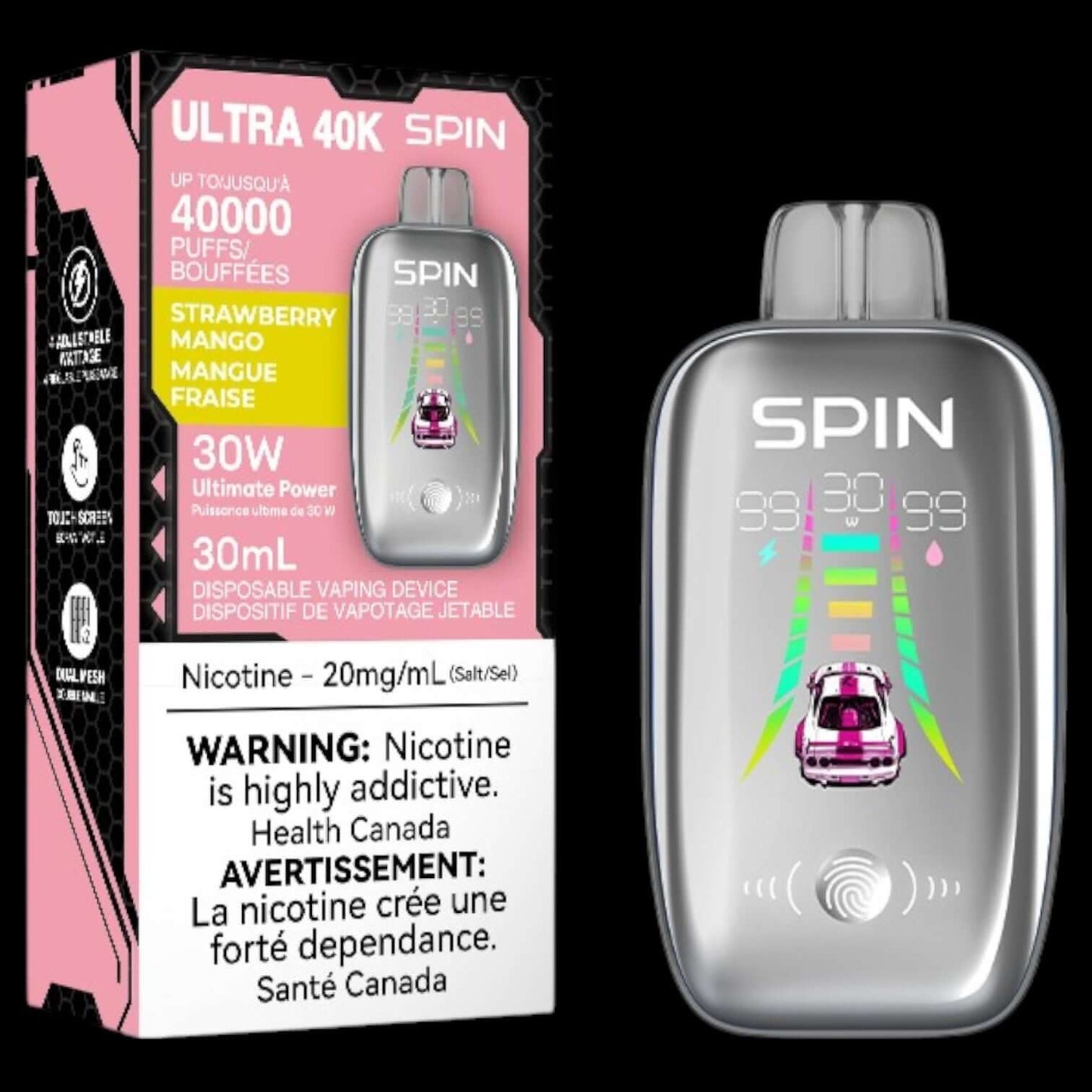 SPIN Ultra 40K disposable vape - Strawberry Mango - smooth flavor and ultra-capacity performance available in Hawkesbury, Ottawa, and across Ontario.