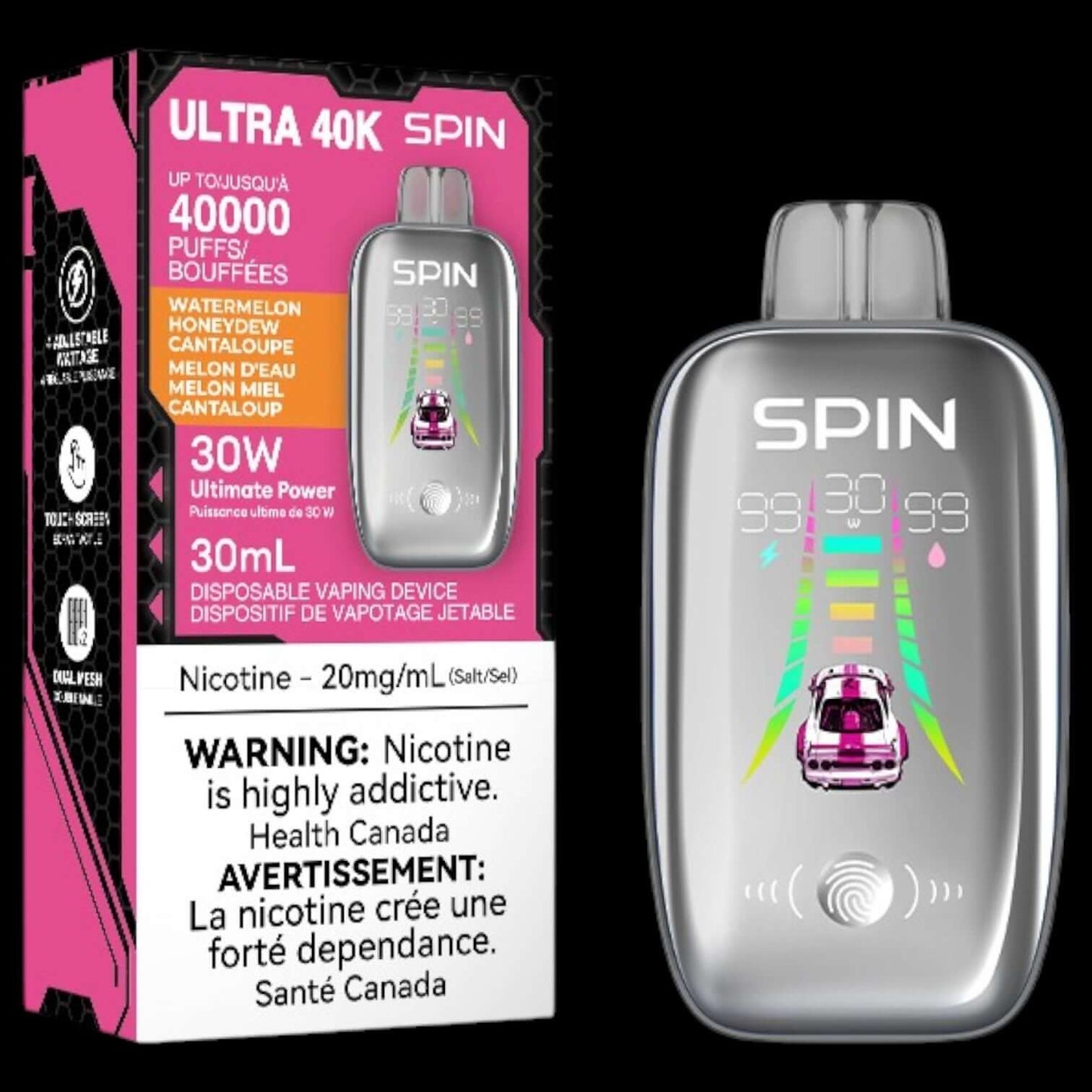 SPIN Ultra 40K disposable vape - Watermelon Honeydew Cantaloupe - smooth flavor and ultra-capacity performance available in Hawkesbury, Ottawa, and across Ontario.