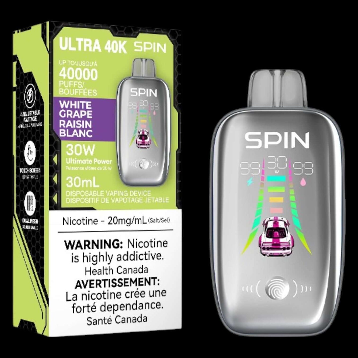 SPIN Ultra 40K disposable vape - White Peach - smooth flavor and ultra-capacity performance available in Hawkesbury, Ottawa, and across Ontario.