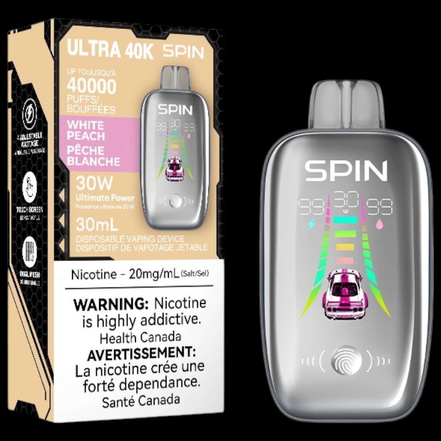 SPIN Ultra 40K disposable vape - White Grape - smooth flavor and ultra-capacity performance available in Hawkesbury, Ottawa, and across Ontario.