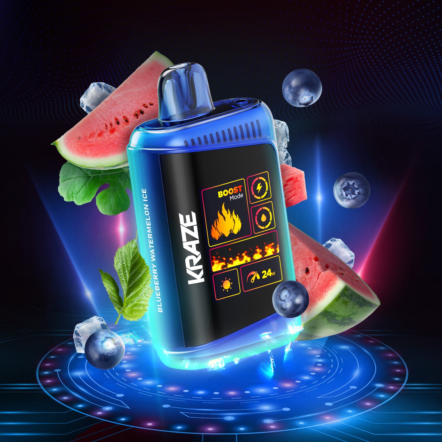 KRAZE HD Mega, Lychee Ice flavour, adjustable airflow, 800mAh rechargeable battery, smooth and lasting vape experience, ideal for vapers in Ontario and Quebec.