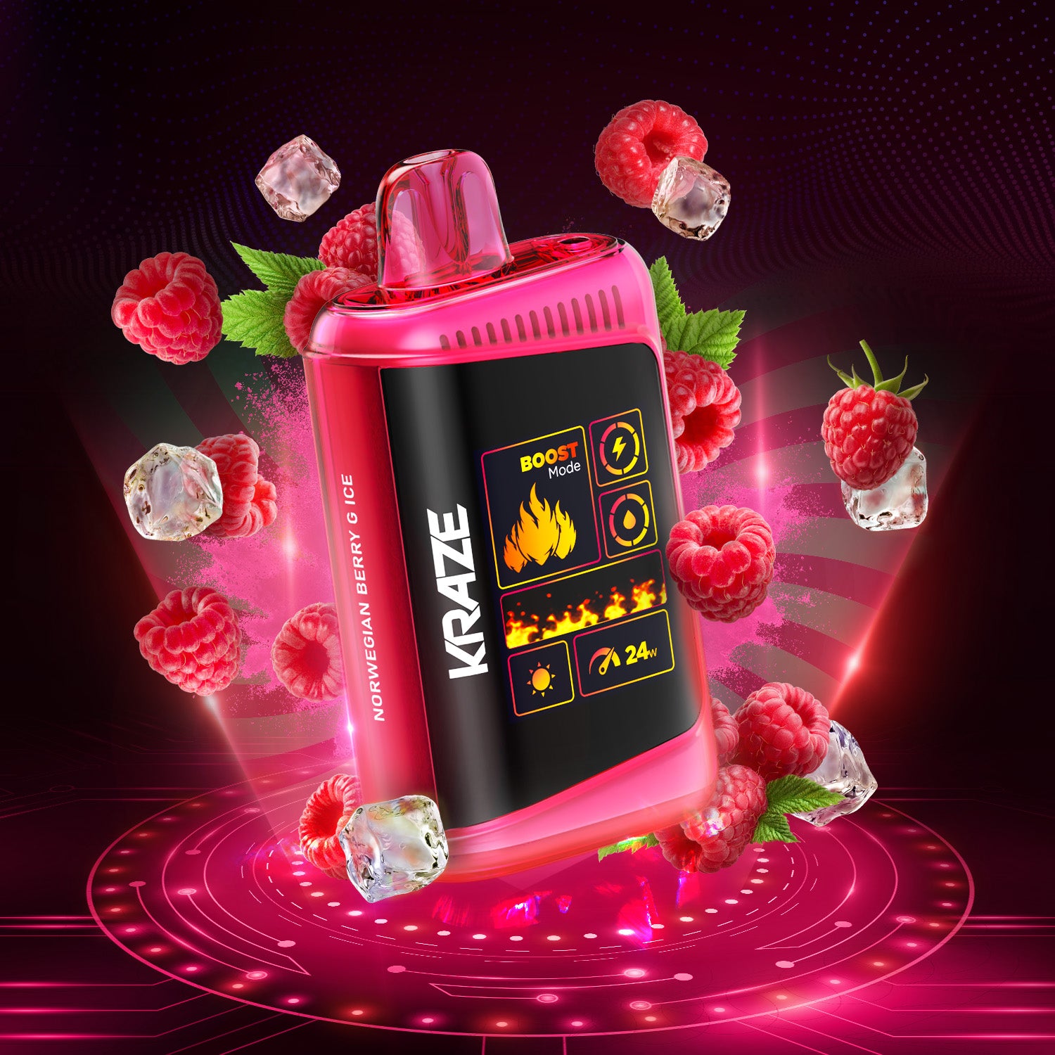 KRAZE HD Mega, Pineapple Apple Mango Ice flavour disposable vape with up to 20000 puffs, rechargeable 800mAh battery, adjustable airflow, designed for Ontario and Quebec vapers.