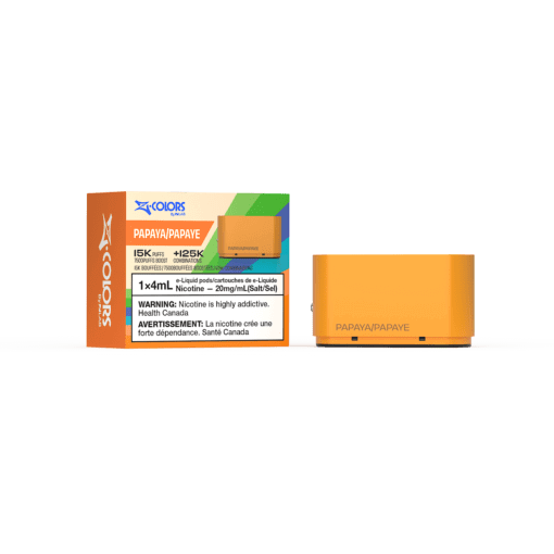 Z-Colors (Zpods) 15K Pod, Maple flavour, adjustable wattage, 4ml capacity, designed for Ontario and Quebec vapers seeking personalized vape flavors and power settings.