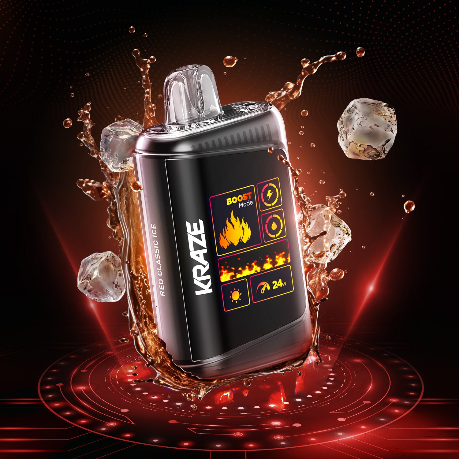 KRAZE HD Mega Strawberry Kiwi Ice flavour disposable vape, balanced sweetness and refreshing menthol, smooth fruity vape for Ontario and Quebec vapers