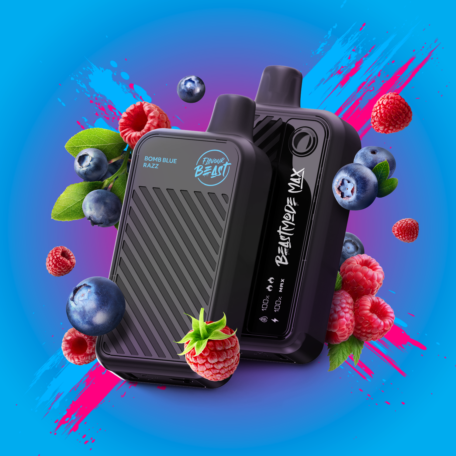 Flavour Beast Beast Mode MAX, Blazin' Banana Blackberry flavour, rechargeable battery for intense vaping satisfaction, designed for lasting performance in Ontario and Quebec.