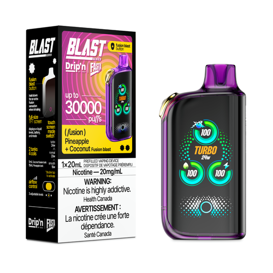 DRIP'N vape fasta blast 30K Strawberry Kiwi Banana Ice – premium disposable vape pod with icy ejuice flavor, popular in Hawkesbury, Ottawa, and across Ontario.