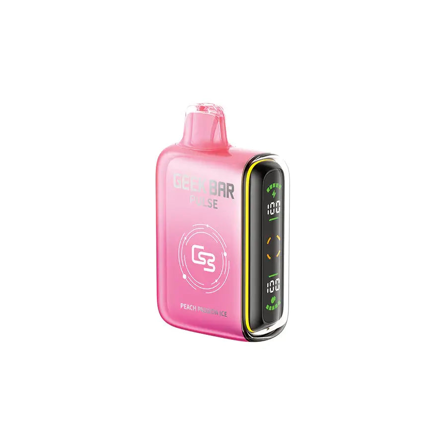 Geek Bar Pulse 9K, Nectarine Ice flavour disposable vape with adjustable airflow and Boost Mode, smooth and flavorful vaping experience, designed for Ontario and Quebec users.