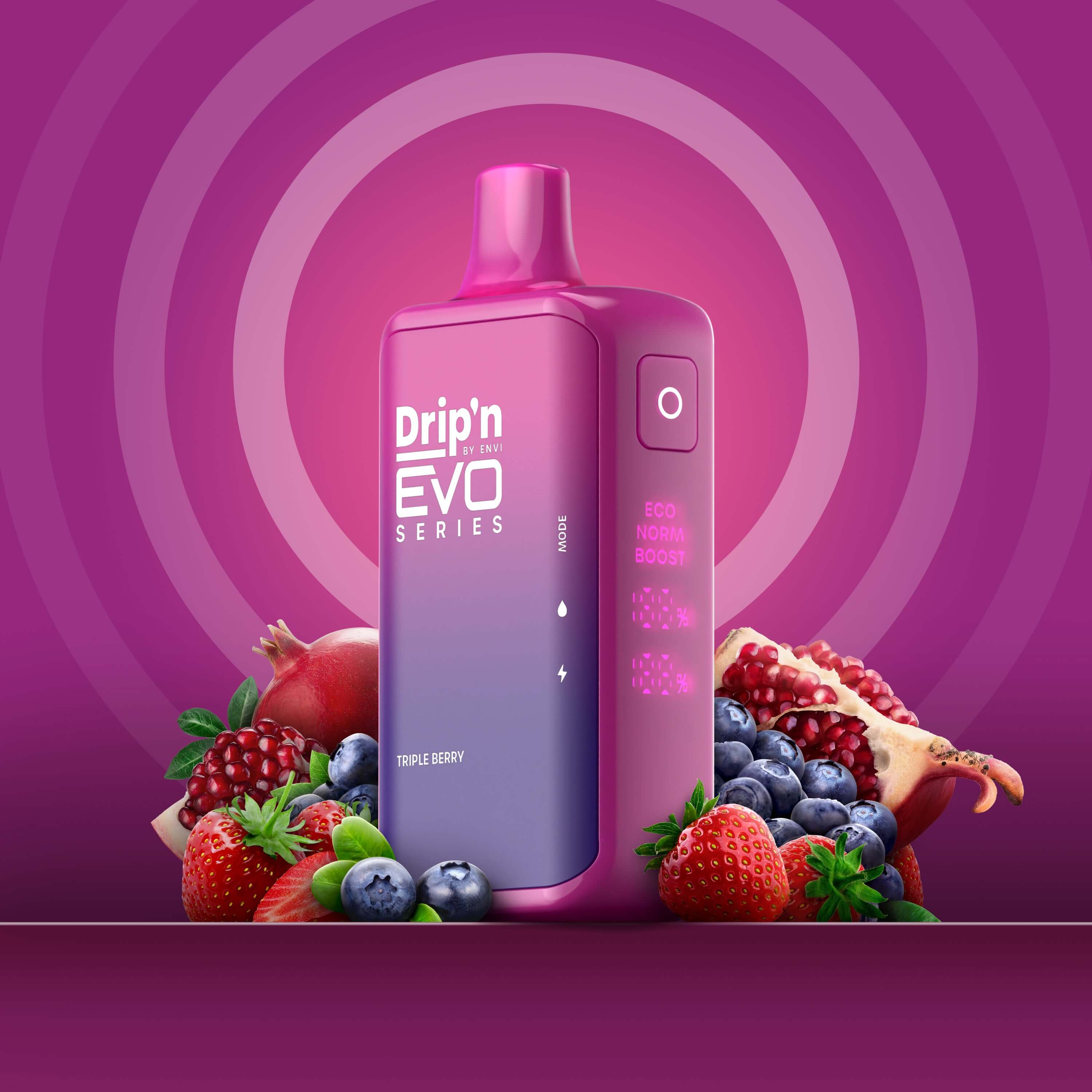 DRIP'N Evo 28K, Cherry Lime flavour, refreshing blend for long-lasting vape experiences, designed for Ontario and Quebec vapers.