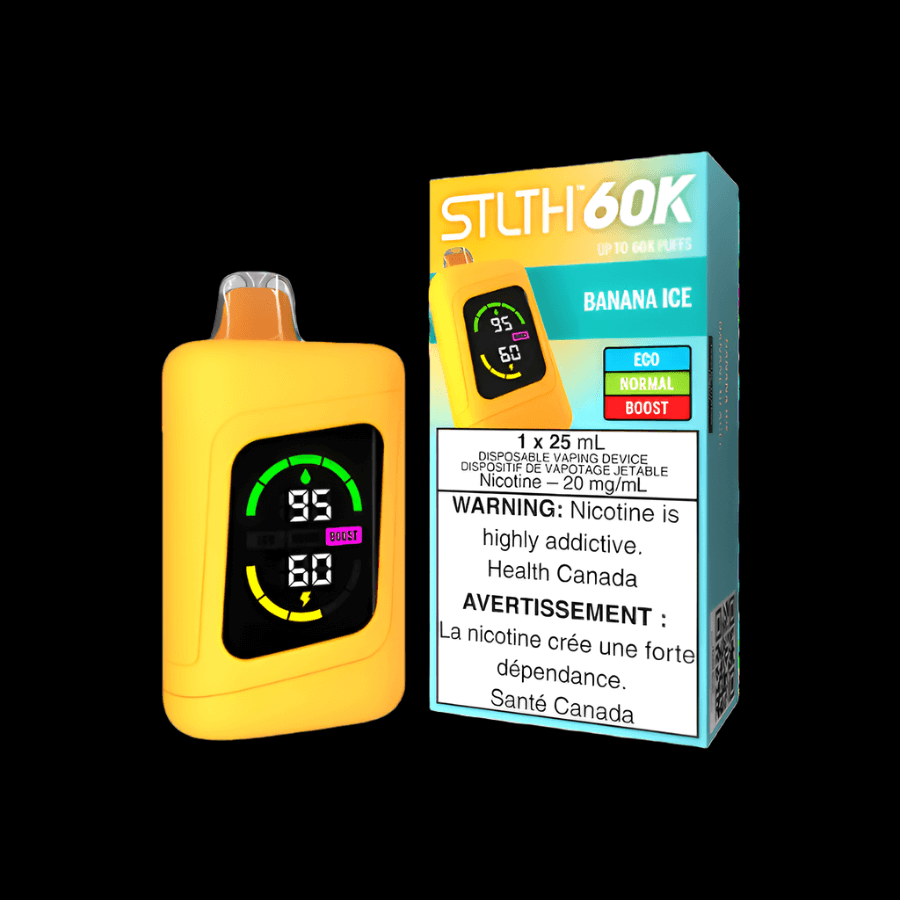STLTH 60K Banana Ice - flavor-packed disposable vape available in Hawkesbury, Ottawa, and across Ontario.