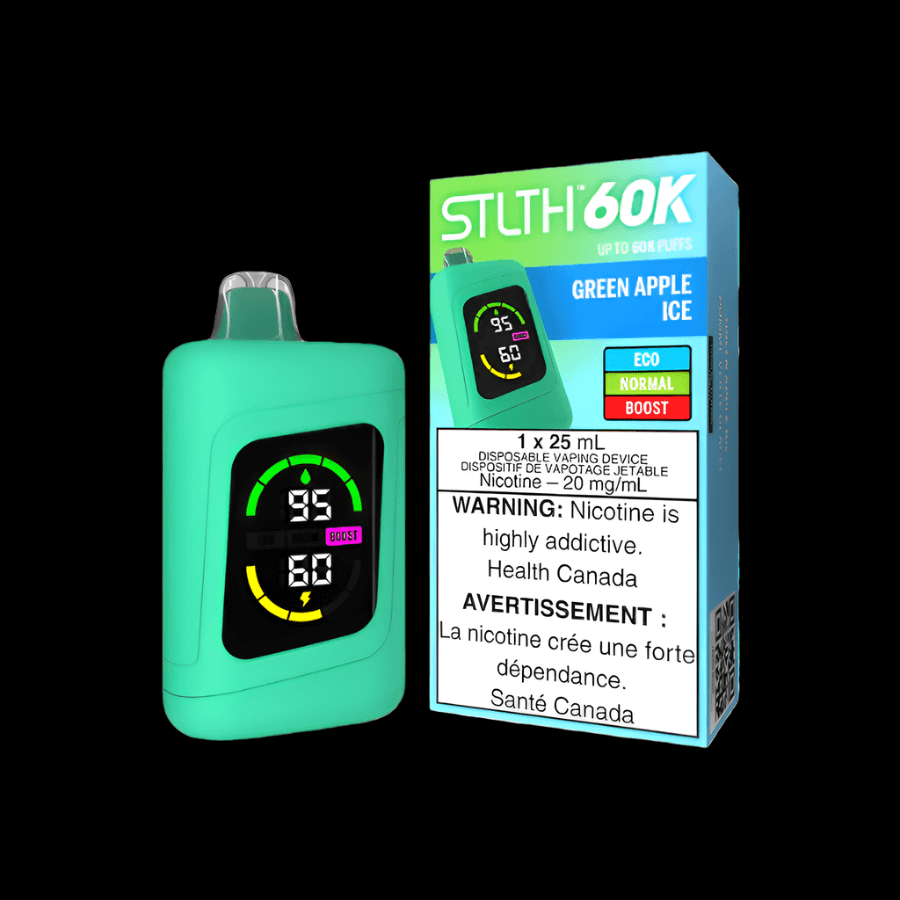 STLTH 60K Green Apple Ice - flavor-packed disposable vape available in Hawkesbury, Ottawa, and across Ontario.