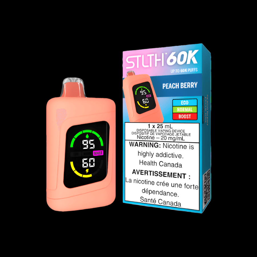 STLTH 60K Peach Berry - flavor-packed disposable vape available in Hawkesbury, Ottawa, and across Ontario.
