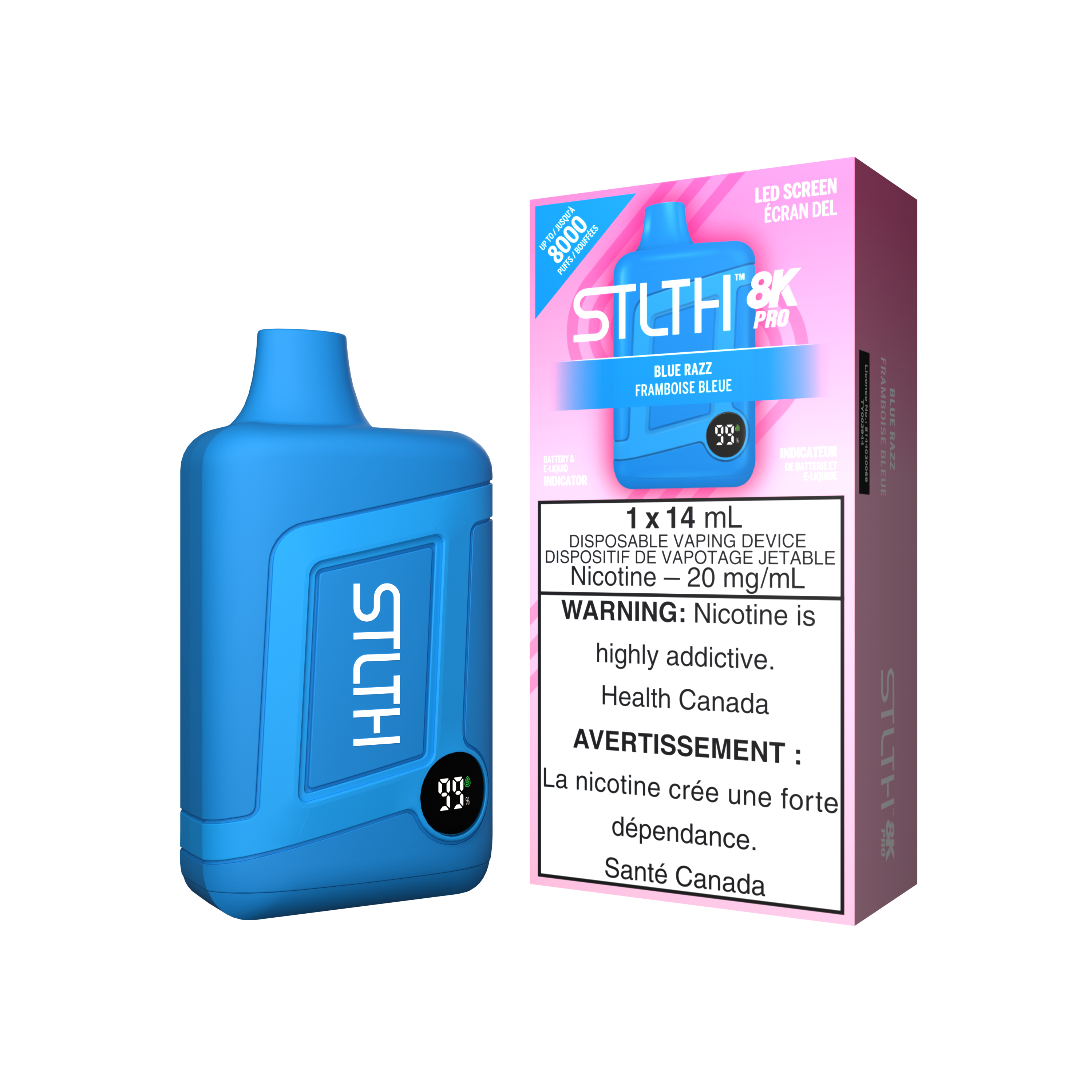 Disposable Vape STLTH 8K Pro: Blue Razz Nicotine Strength: 20mg STLTH 8K PRO | Supa Vapes - Hawkesbury, Ottawa & Ontario Vape Shop