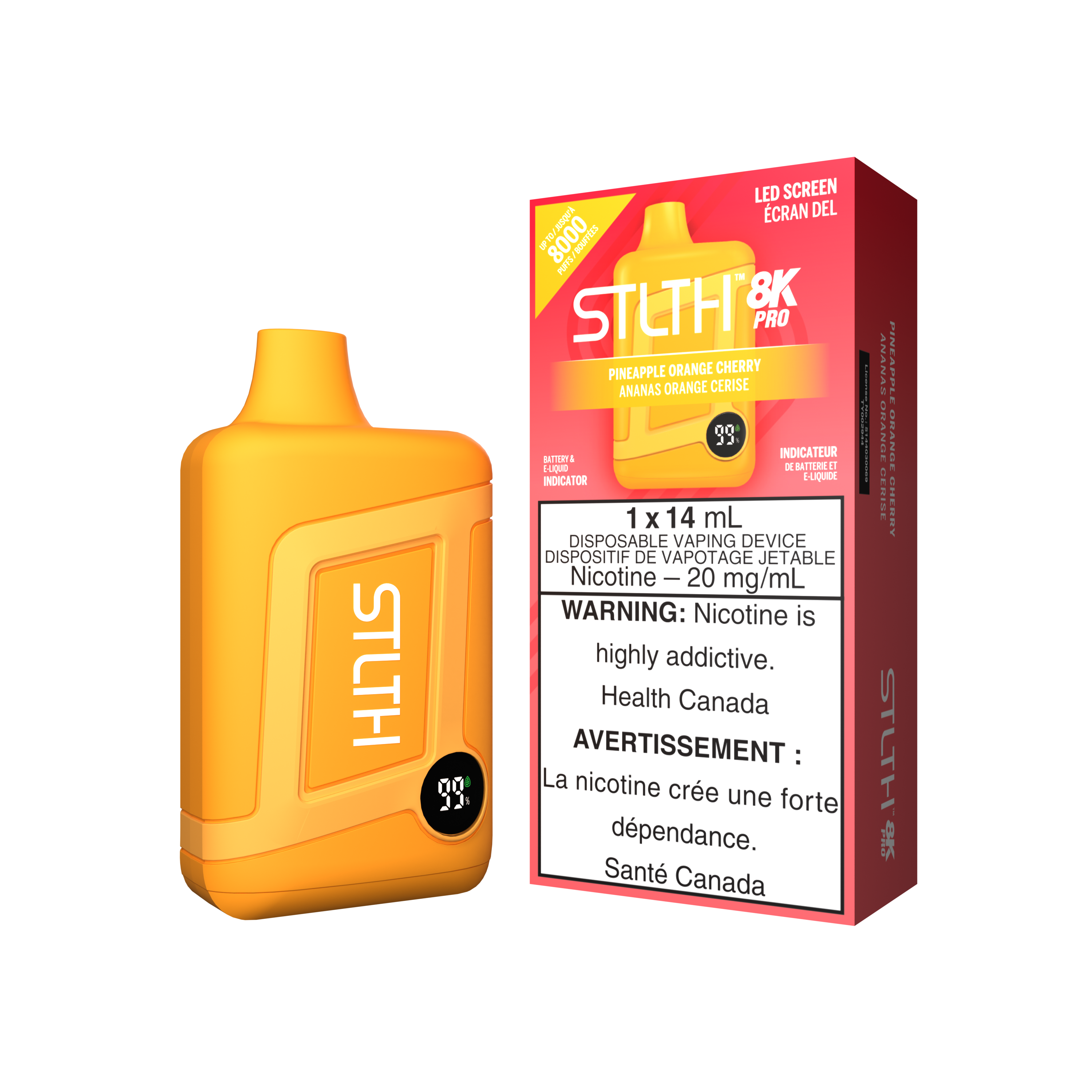 Disposable Vape STLTH 8K Pro: Pineapple Orange Cherry Nicotine Strength: 20mg STLTH 8K PRO | Supa Vapes - Hawkesbury, Ottawa & Ontario Vape Shop