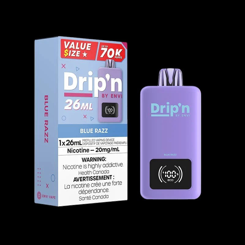 DRIP'N by Envi 26mL Disposable, Watermelona CG flavour, smooth consistent nicotine delivery in a rechargeable compact disposable vape, ideal for Ontario and Quebec users.