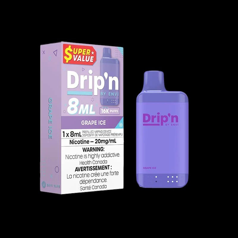 DRIP'N by Envi 8mL Disposable, Snazzy S Storm flavour disposable vape, 8mL e-liquid capacity, up to 16,000 puffs, ideal for vapers in Ontario and Quebec.