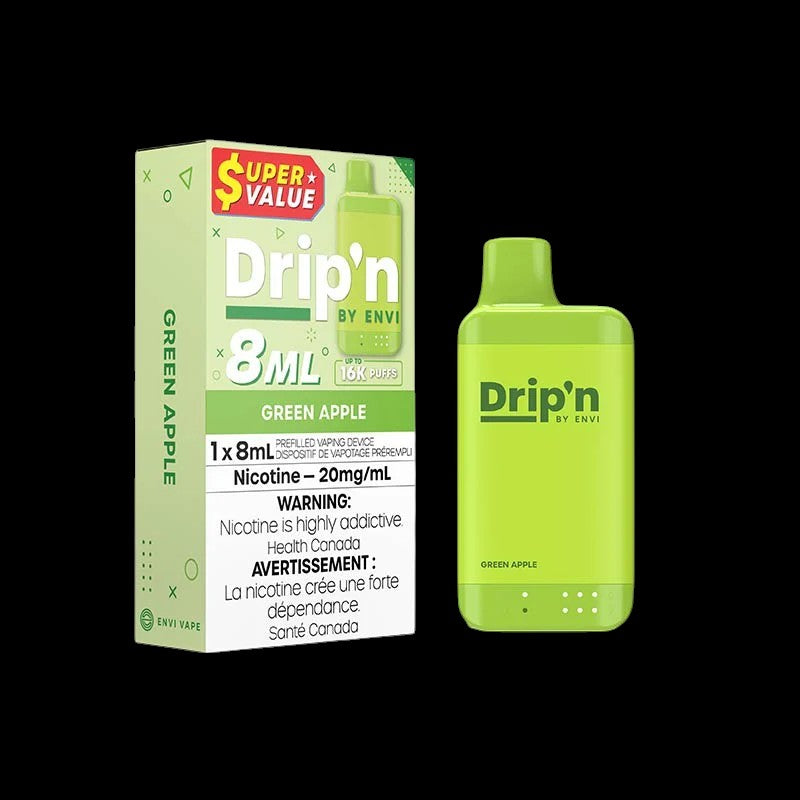DRIP'N by Envi 8mL Disposable, Raspberry Peach Mango Ice flavour, smooth bold taste, long-lasting vaping experience, ideal for Ontario and Quebec customers.