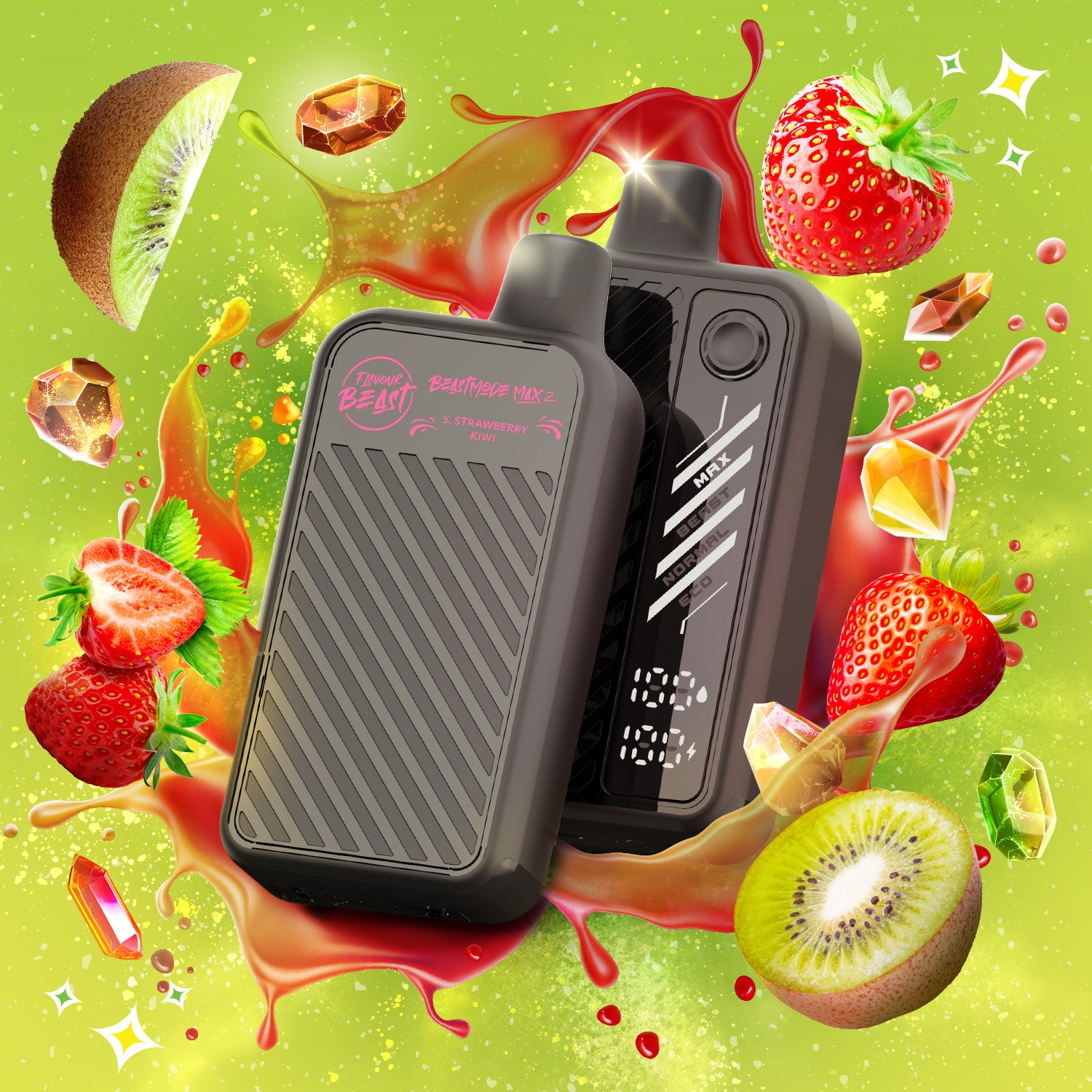 Beast Mode Max 2 Disposable Vape in Sour Strawberry Kiwi flavour.