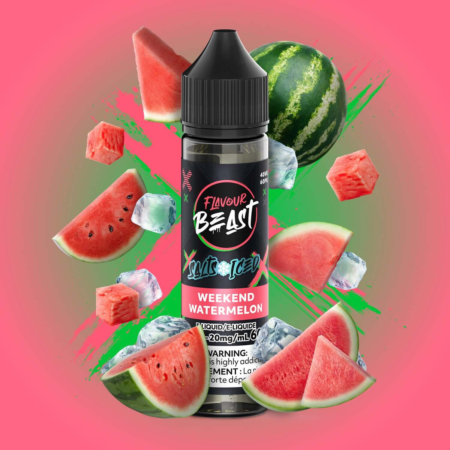 Flavour Beast E-Liquid Salt Iced 60mL, Bussin' Banana flavour with 20mg/mL nicotine salt, smooth bold vaping experience, designed for vapers in Ontario and Quebec.