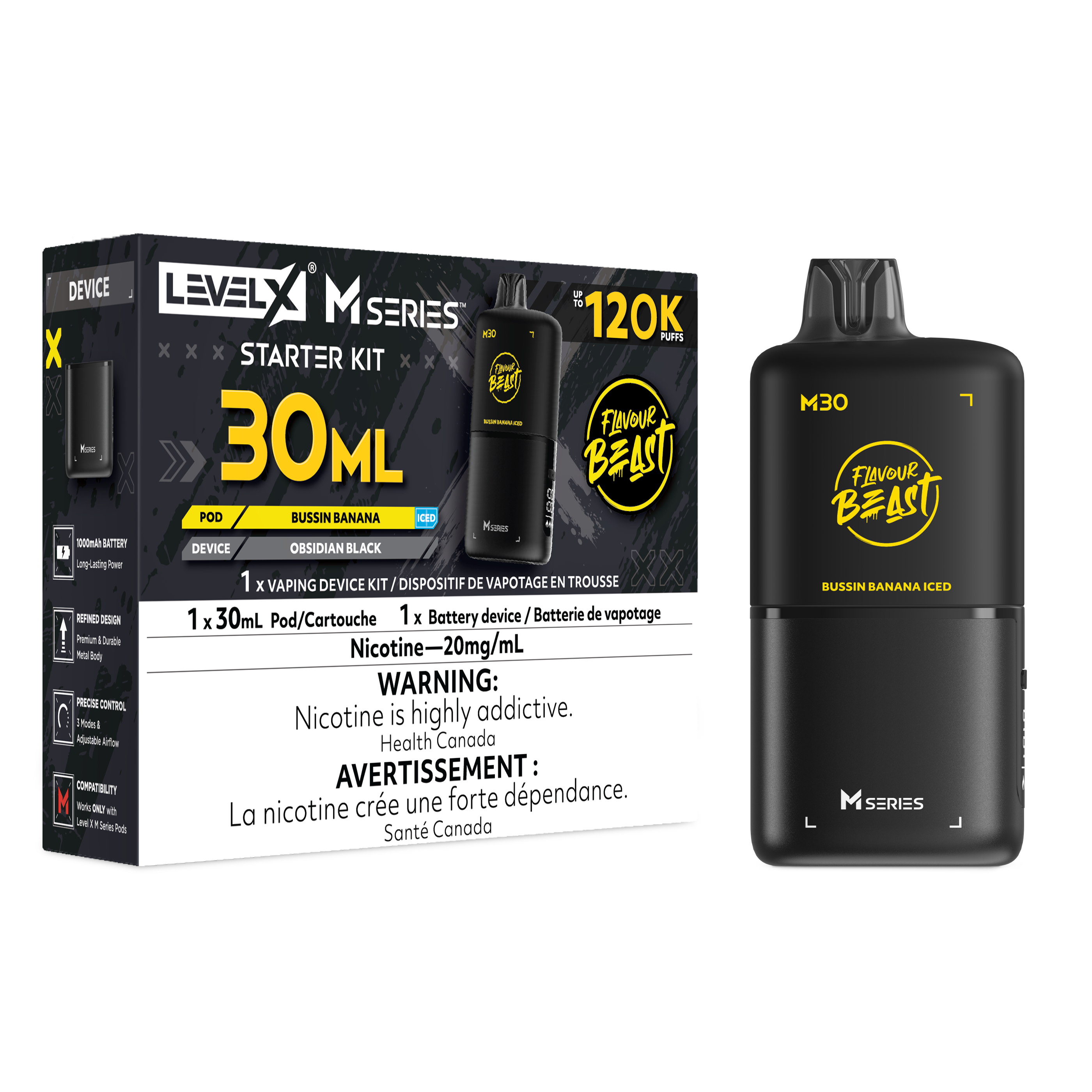 Flavour Beast Level X M Series Starter Kit 30mL Bussin' Banana Iced - Supa Vapes