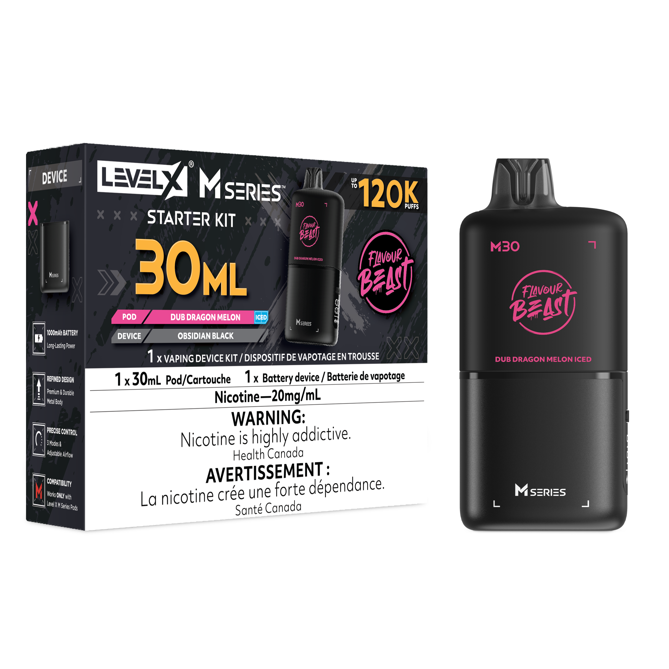 Flavour Beast Level X M Series Starter Kit 30mL Dub Dragon Melon Iced - Supa Vapes