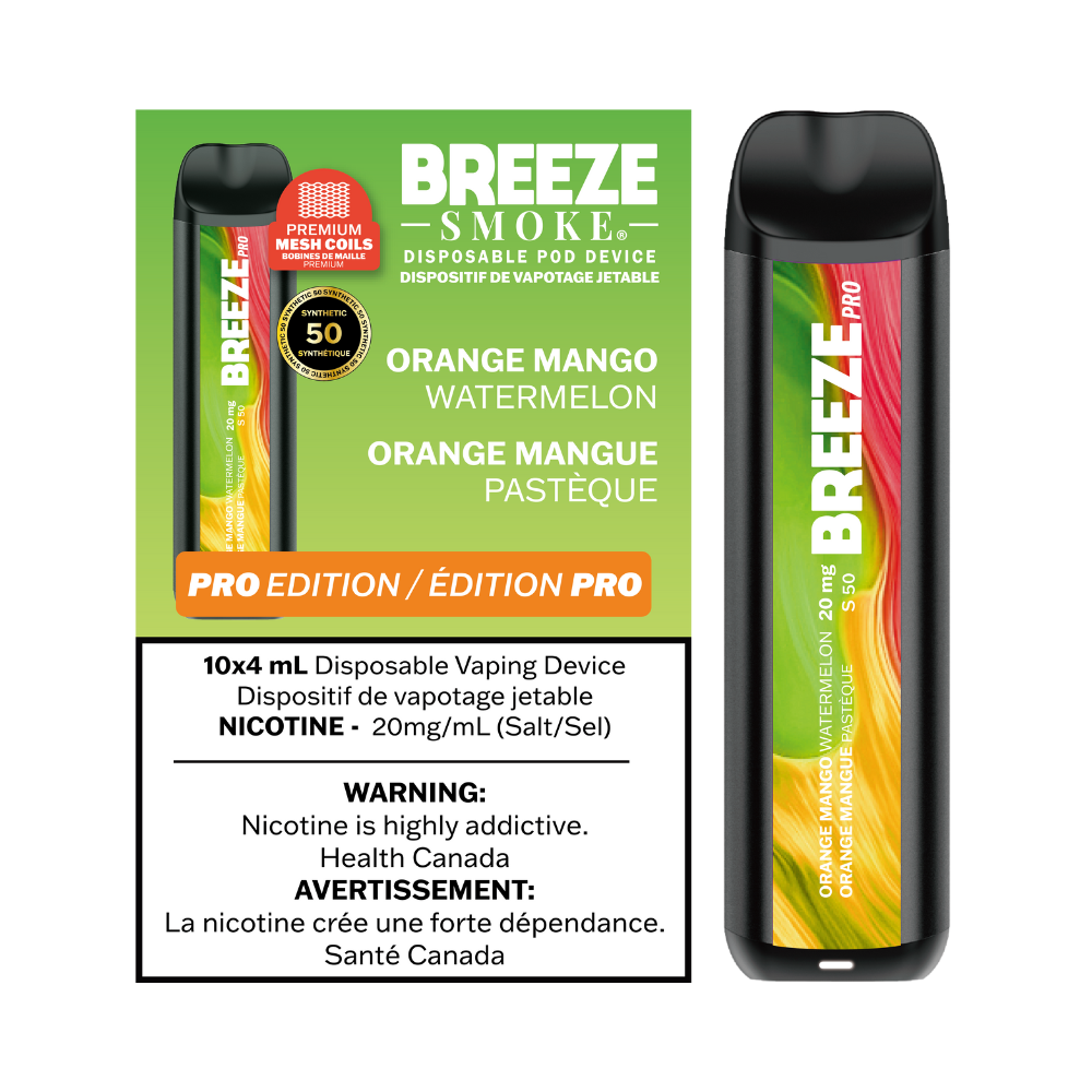 Breeze Pro S50 4mL Disposable Vape - Orange Mango Watermelon