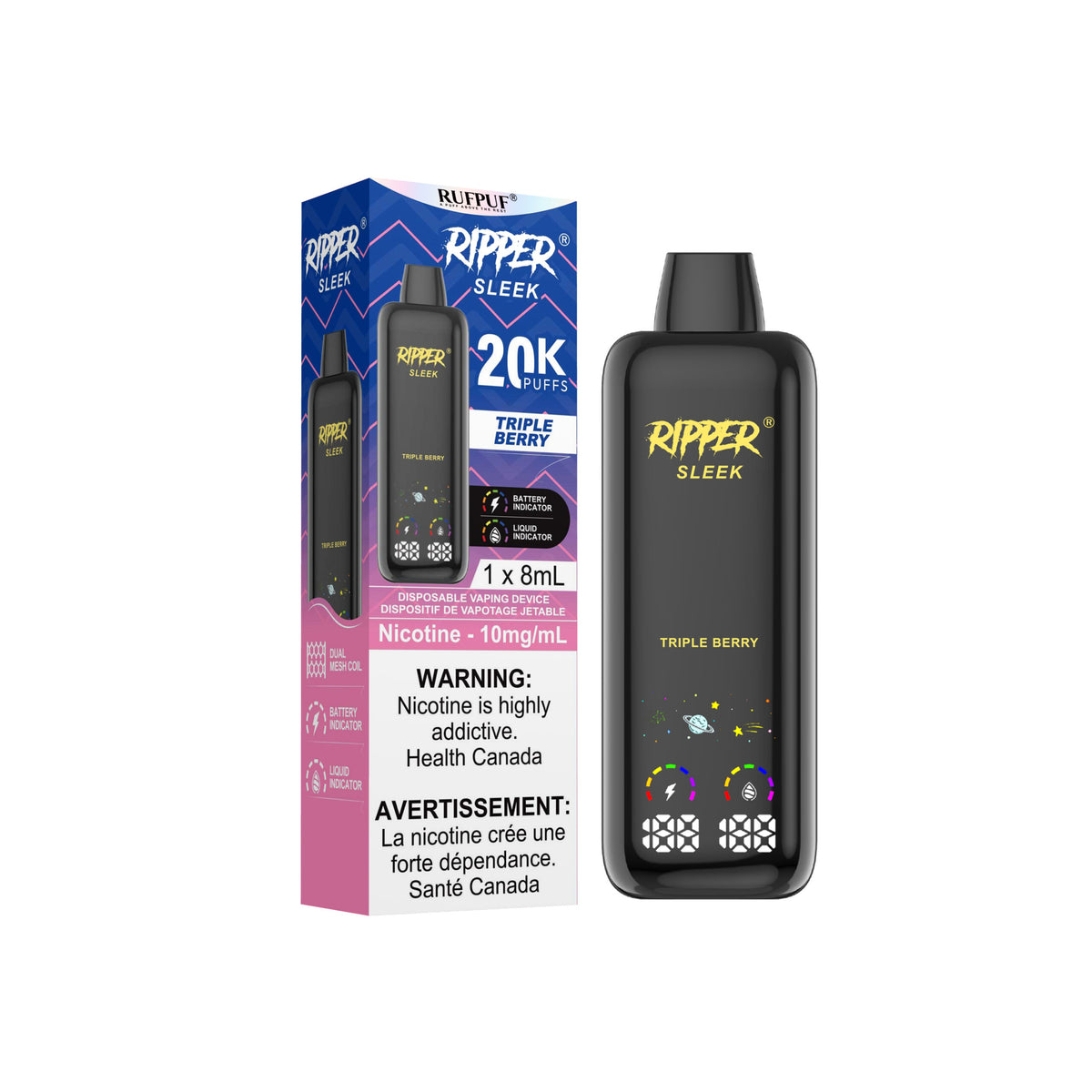 Ripper SLEEK 20K 10mg Triple Berry Disposable Vape - Supa Vapes