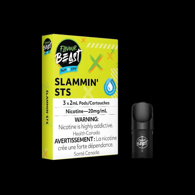 Flavour Beast Pods Slammin' STS, bold and smooth STLTH-compatible pod with 20mg salt nicotine, perfect for Ontario and Quebec vapers.