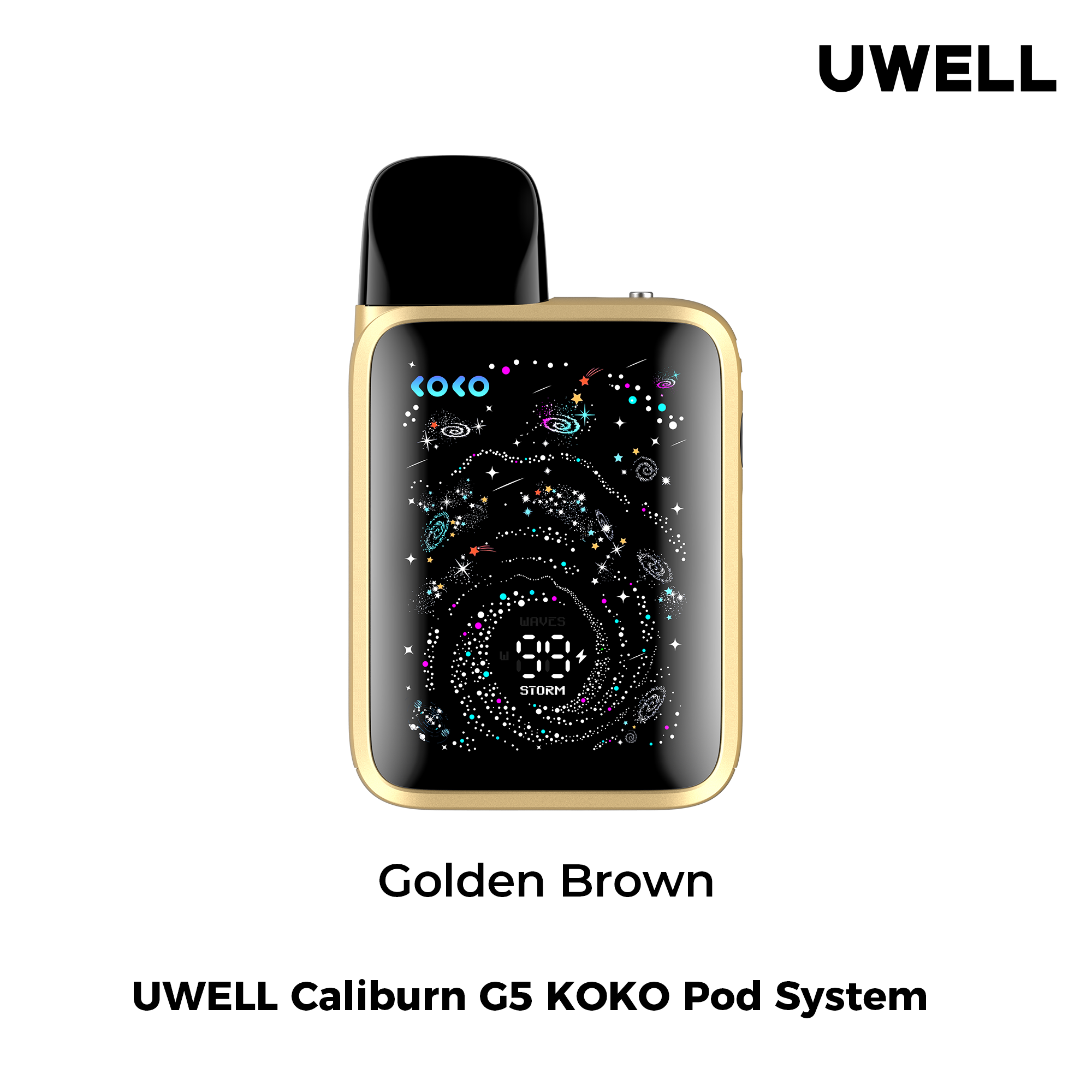 UWELL Caliburn G5 KOKO Pod System in Golden Brown on a white background