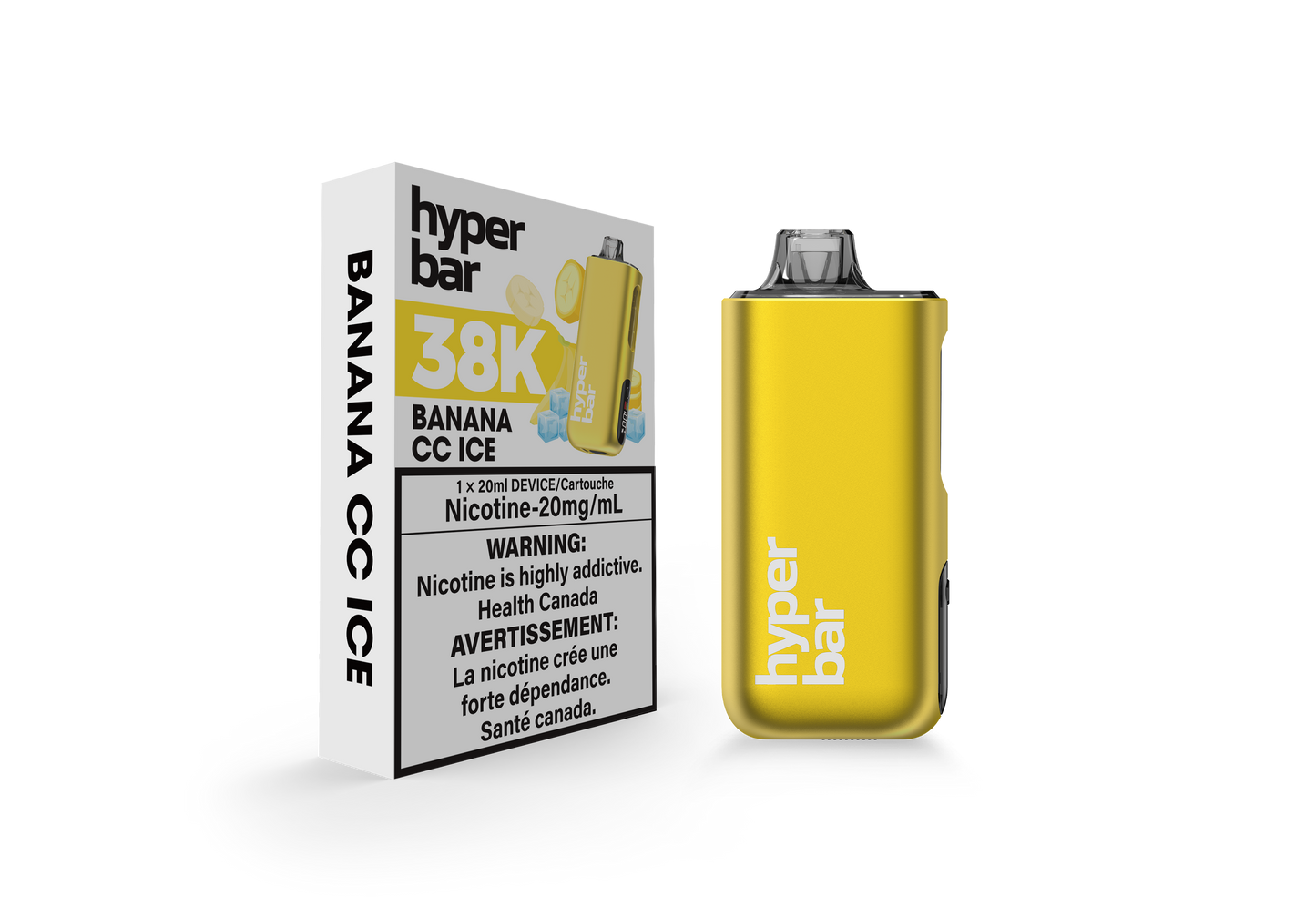 Hyperbar BE38000 White Peach disposable vape, 38,000 puffs, rechargeable 900mAh battery, USB-C charging, dual mesh coil for rich flavor, ideal for Ontario and Quebec vapers.