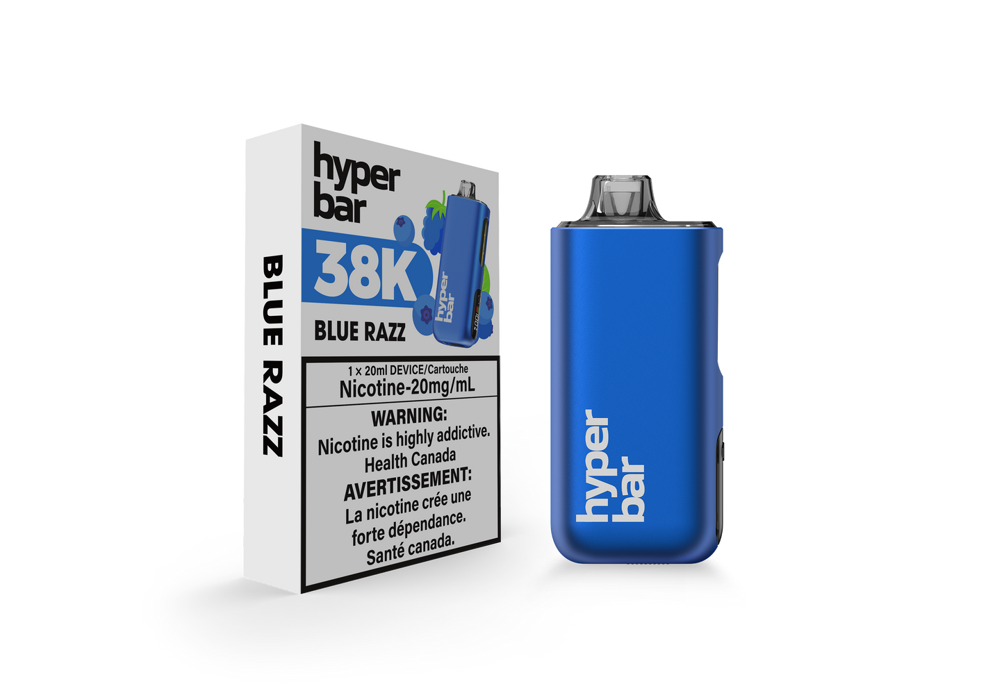 Hyperbar BE38000, Strawberry Grapefruit Ice flavour, crisp fruity vape experience with extended puff capacity and adjustable power modes, designed for Ontario and Quebec vapers.