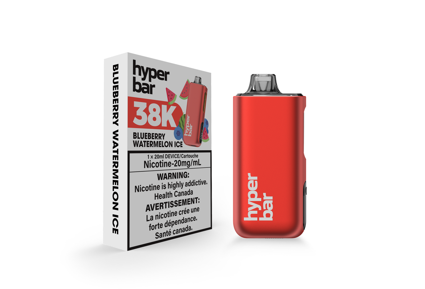 Hyperbar BE38000, Pineapple Coconut flavour, 38,000 puffs, USB-C rechargeable battery with adjustable power modes, designed for Ontario and Quebec vapers.