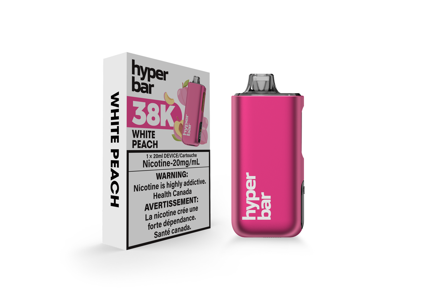 Hyperbar BE38000 disposable vape, Banana CC Ice flavour, rechargeable 900mAh battery, delivers 38,000 puffs, premium extended-use vape, ideal for Ontario and Quebec vapers.