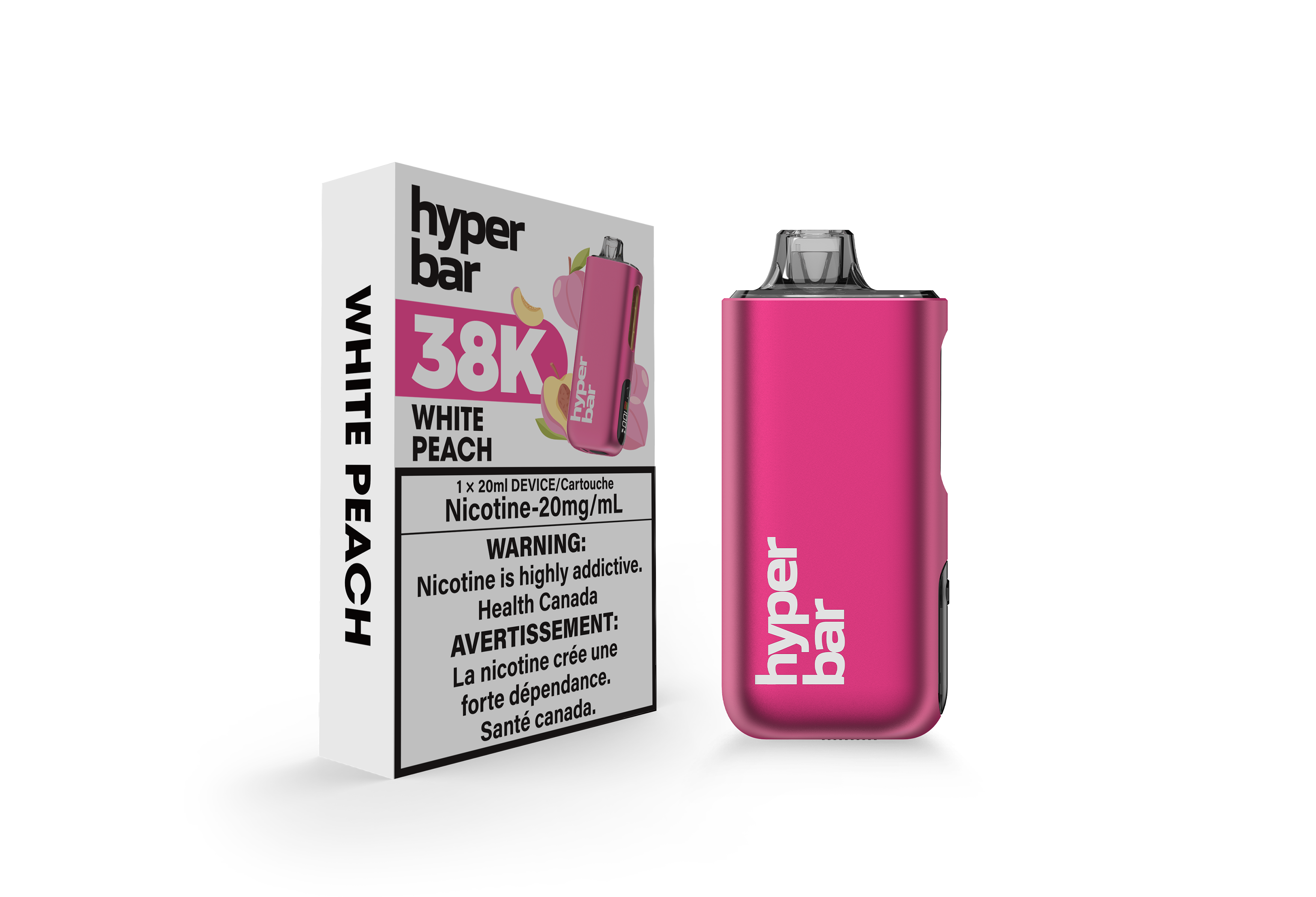 Hyperbar BE38000 disposable vape, Banana CC Ice flavour, rechargeable 900mAh battery, delivers 38,000 puffs, premium extended-use vape, ideal for Ontario and Quebec vapers.