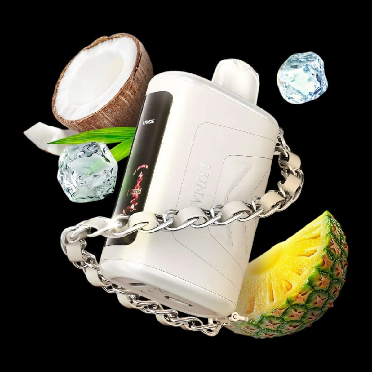 Pristine Pina Colada Ice KRAZE Luna disposable vape – creamy pineapple coconut ice blend, a top choice in Ottawa, Hawkesbury, and Ontario vape scenes.