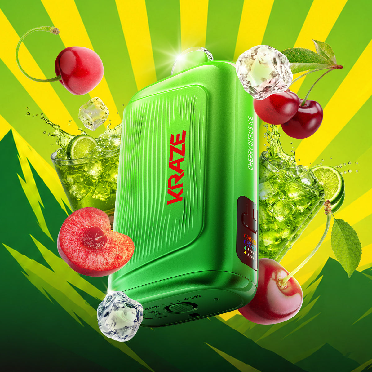 Kraze Giga 40ML Disposable Vape in Cherry Citrus Ice flavour | Supa Vapes Canada