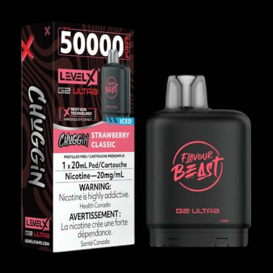 Flavour Beast - Level X G2 Ultra Pod 20mL, Chuggin' Vanilla Classic flavour, adjustable airflow, up to 50,000 puffs, compatible with all Level X devices, smooth and bold vape for Ontario and Quebec vapers.