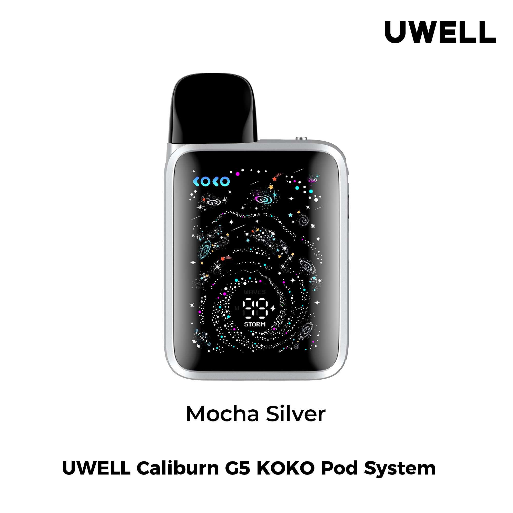 UWELL Caliburn G5 KOKO Pod System in Mocha Silver on a white background