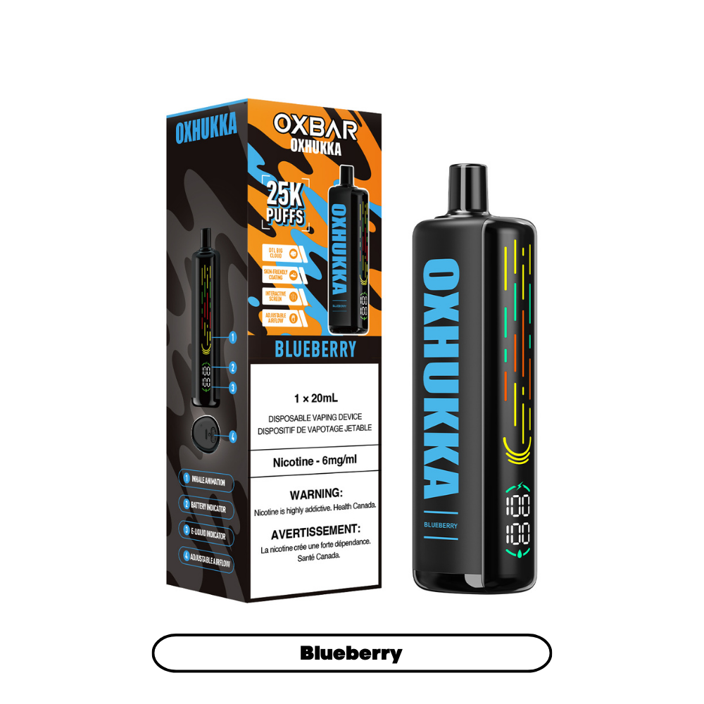 OXBAR Oxhukka disposable vape, Two Apple flavour, 20mg nicotine strength, long-lasting battery, dual mesh coil, adjustable airflow for customized vaping experience, ideal for Ontario and Quebec vapers.