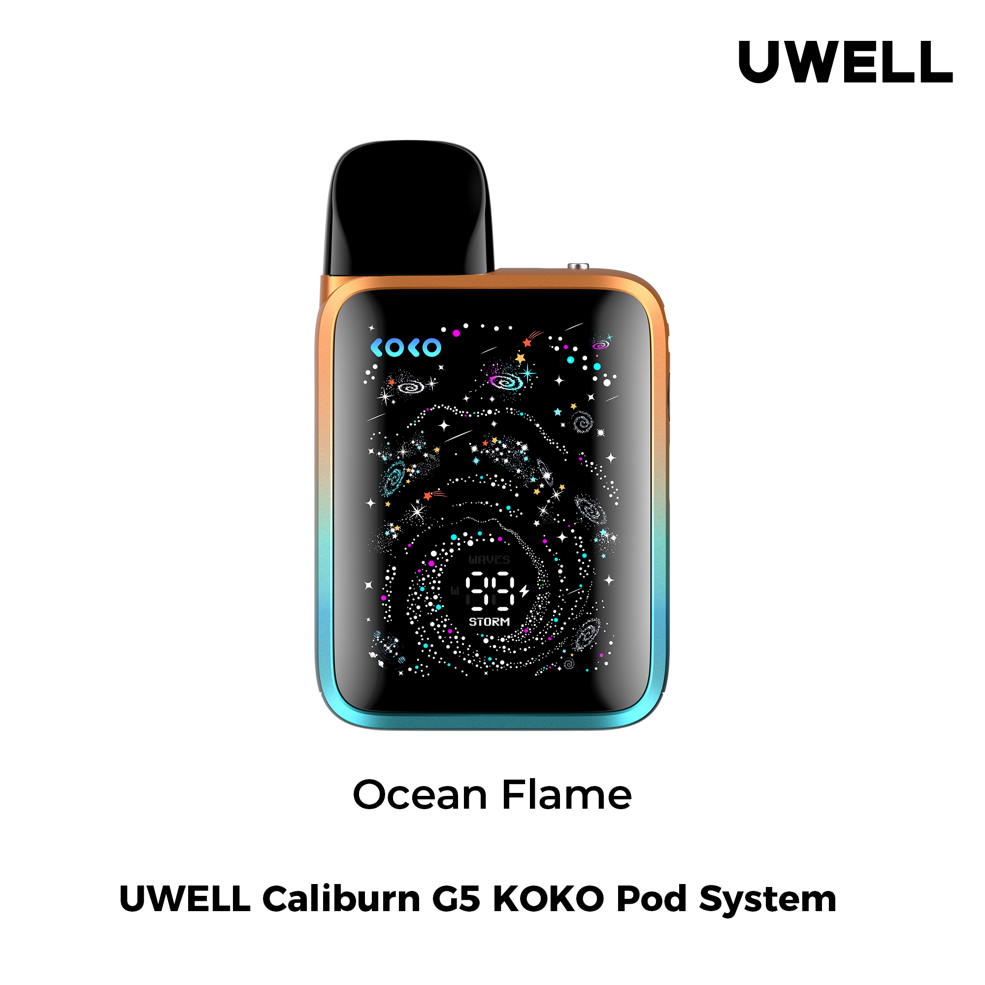 UWELL Caliburn G5 KOKO Pod System with 'Ocean Flame' design on a white background