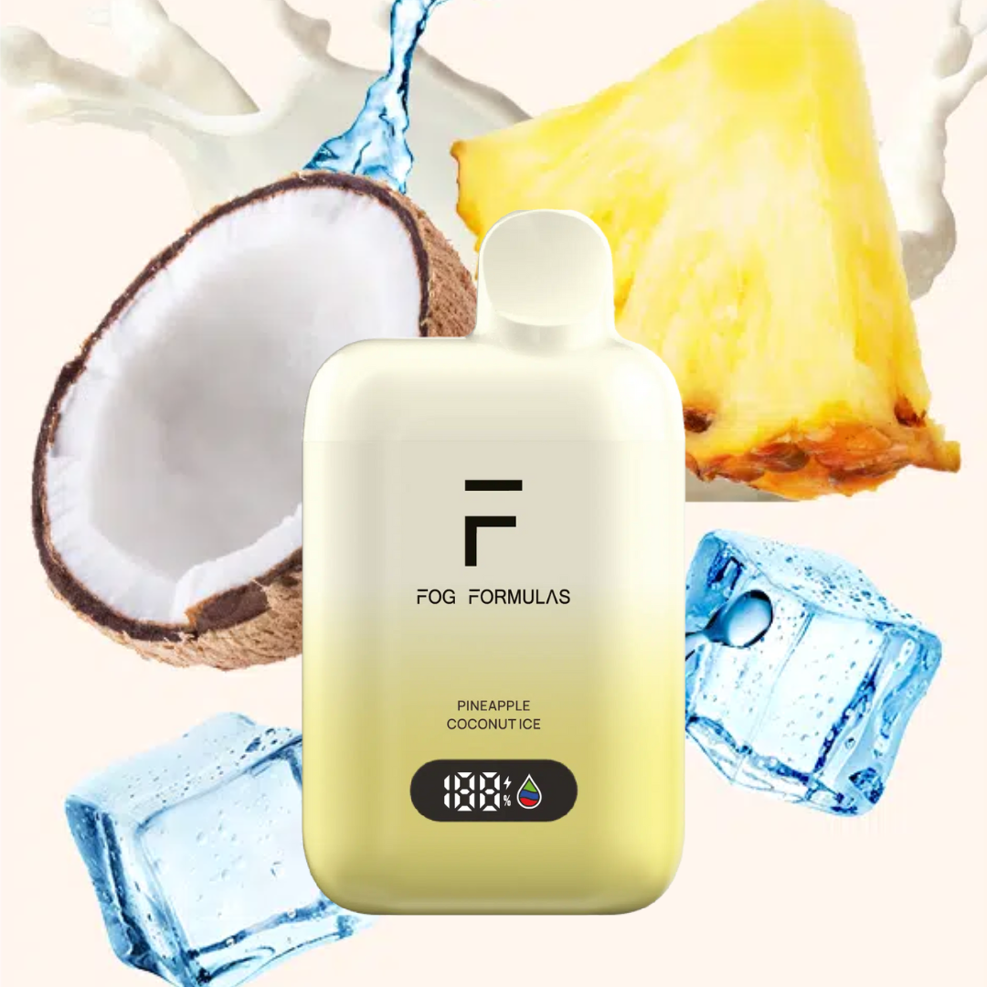 Series 15000 Disposable FOG Formulas Series with pineapple, coconut, and ice design.