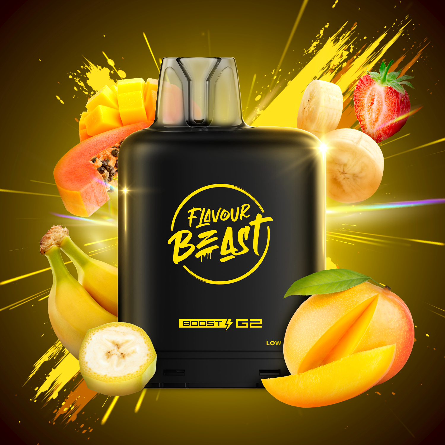 Flavour Beast Level X Boost 25K, Savage Strawberry Watermelon flavour, hybrid technology for high longevity, durable vaping experience, optimized for Ontario and Quebec vapers.