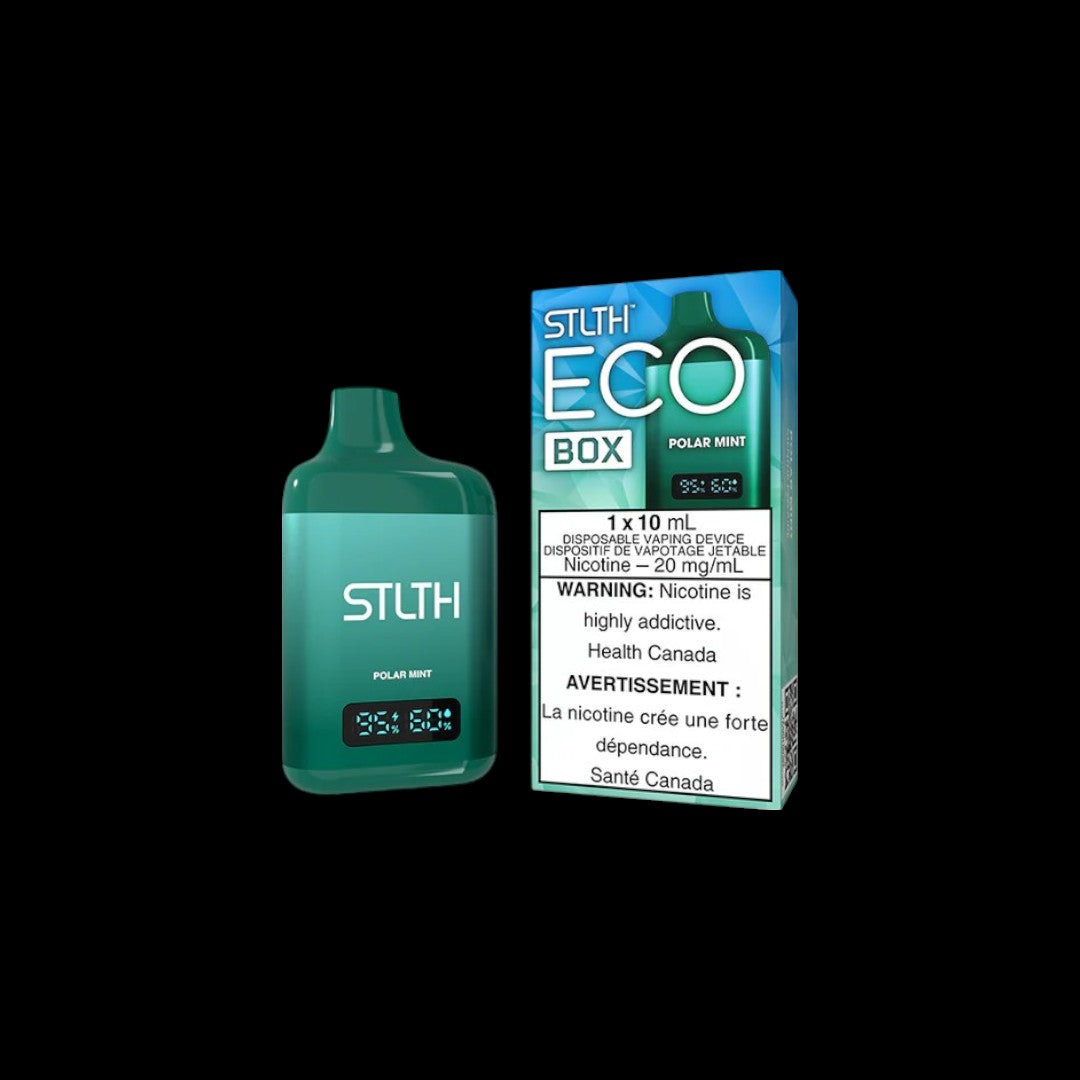 STLTH ECO BOX Disposable, Polar Mint flavour, refreshing and reliable vaping device, ideal for Ontario and Quebec vapers seeking easy-to-use disposable vape.