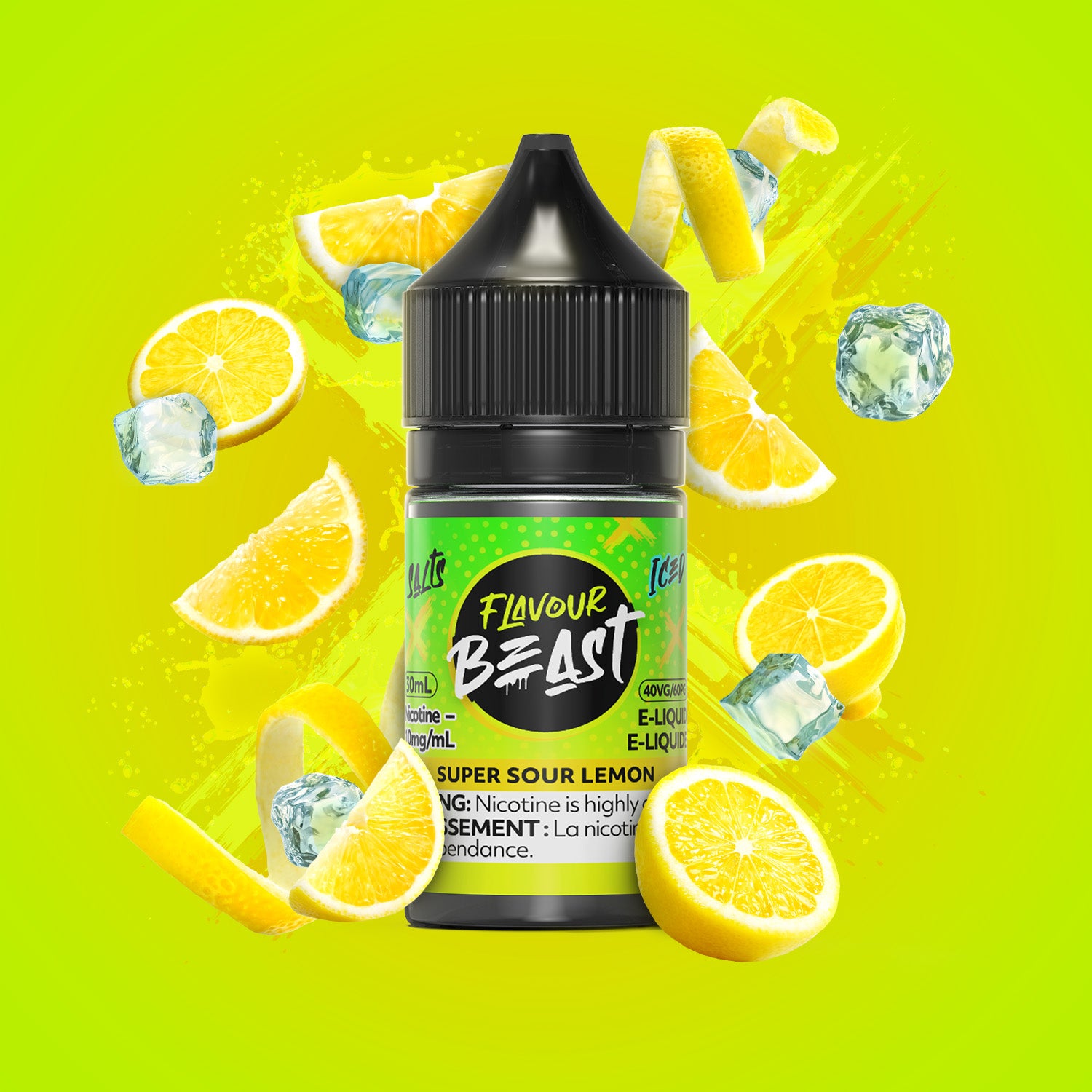 Flavour Beast E-Liquid Salt 30mL, Super Sour Blue Razz flavour with 20mg nicotine salt, bold and smooth vape experience, designed for Ontario and Quebec vapers.